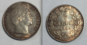 WRE002-Ludwig I, München-Bayern 1844 1:2 gulden AR 24mm KNK42 161018 b-
