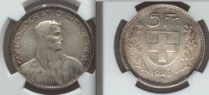 WRE006-Swiss Confederation, Bern 1923 5fr.AR 35mm HA 161006 L61388 a